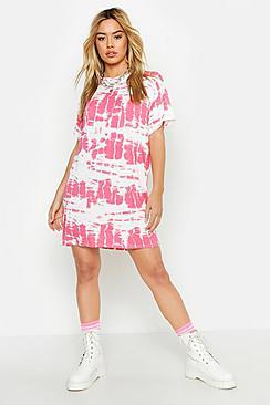 Boohoo Petite Tie Dye T-shirt Dress