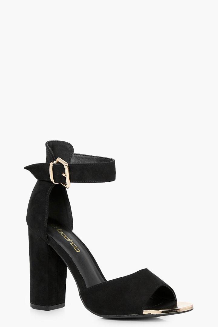 Boohoo Felicity Wide Fit Block Heel Two Part Black
