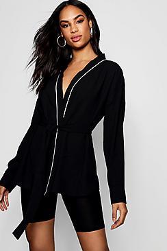 Boohoo Brodie Wrap Tie Woven Blouse