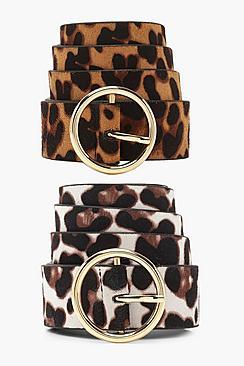 Boohoo 2pk Suedette Circle Buckle Belt