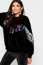 Boohoo Premium Sequin Embellished Feather Knit Jumper