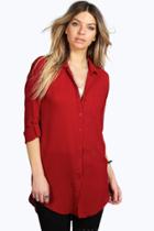 Boohoo Kirsty Solid Oversized Shirt Wine