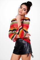 Boohoo Sophia Rainbow Crochet Top Multi