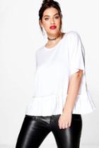 Boohoo Plus Savannah Frill Hem Tee White