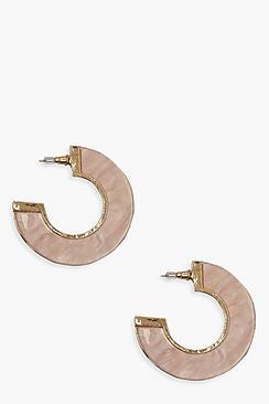 Boohoo Pale Pink Resin Gold Contrast Hoops