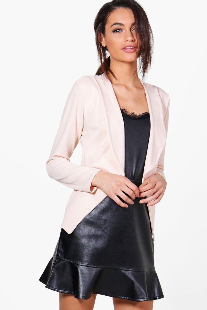 Boohoo Hannah Collared Tailored Blazer Nude