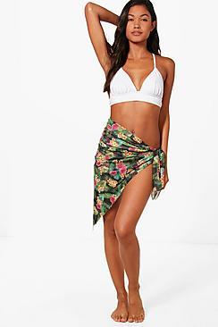 Boohoo Amy Tropical Flower Print Sarong