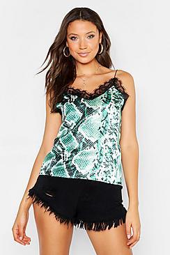 Boohoo Tall Snake Print Satin Cami