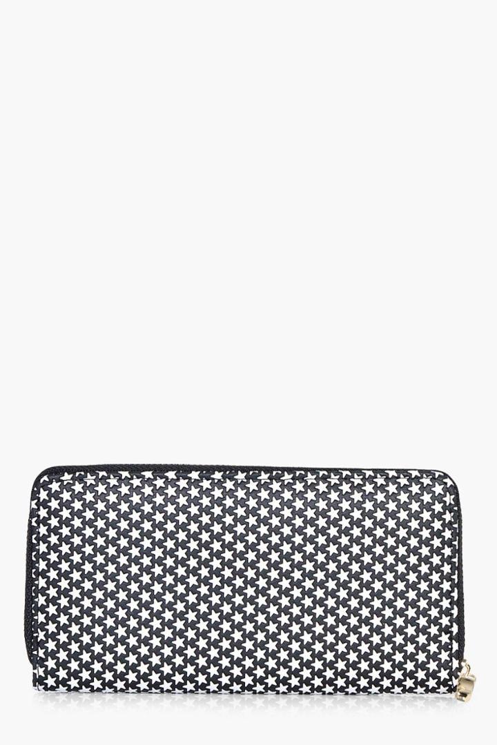 Boohoo Willow Embossed Star Print Purse Black
