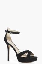 Boohoo Evelyn Cross Front Platform Black