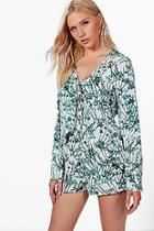 Boohoo Indi Woven Floral Tie Crop & Shorts Co-ord