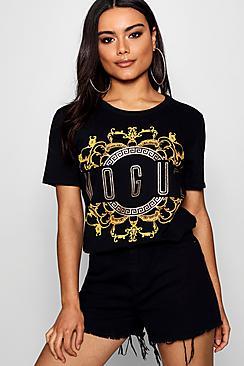 Boohoo Evelyn Chain Print Vogue Oversized T-shirt