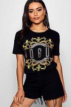 Boohoo Evelyn Chain Print Vogue Oversized T-shirt