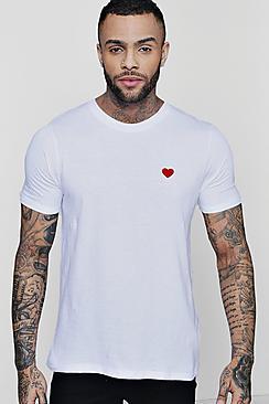 Boohoo Valentines Flock Print T-shirt With Roll Sleeves