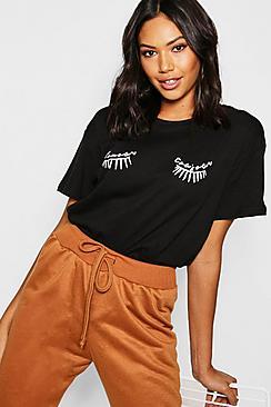 Boohoo L'amour Eyelash T-shirt