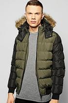 Boohoo Faux Fur Hooded Quilted Jacket