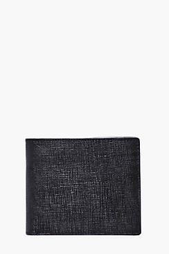 Boohoo Black Real Leather Textured Wallet