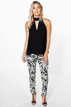 Boohoo Adana Dark Floral Skinny Trousers