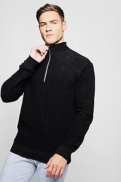 Boohoo Funnel Neck Track Top In Towelling