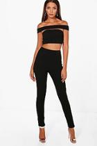 Boohoo Tall Emily Off The Shoulder Crop & Trouser Co-ord