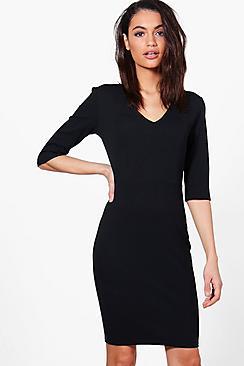 Boohoo Sara Fitted Mid Sleeve Dress
