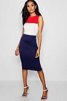 Boohoo Petite Gemma Colour Block Stripe Midi Dress