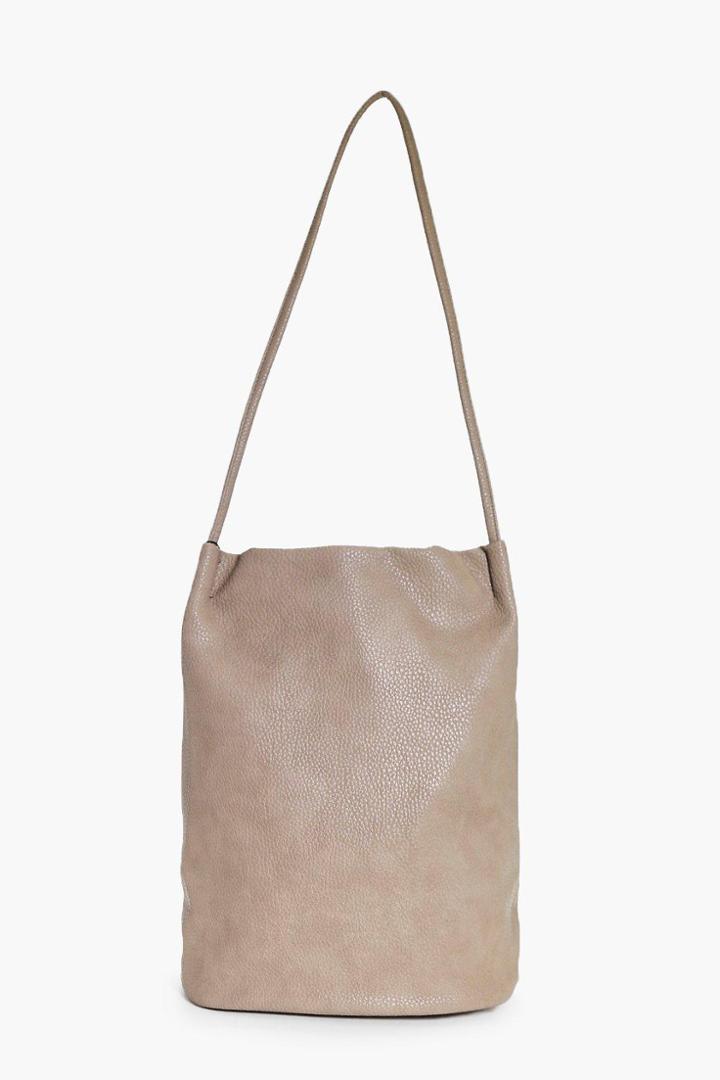 Boohoo Lois Origami Top Simple Duffle Bag Taupe