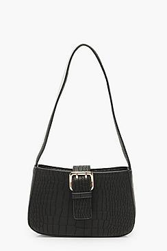 Boohoo Buckle Croc Shoulder Bag