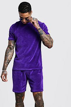 Boohoo Man Signature Velour T-shirt & Short Set