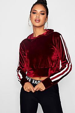 Boohoo Loren Athleisure Velour Crop Hoody