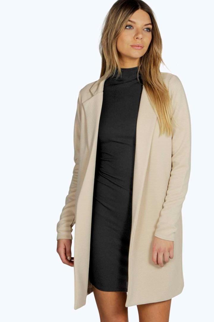 Boohoo Lara Rib Duster Stone