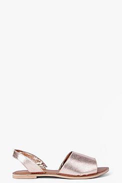Boohoo Boutique Maya 2 Part Metallic Leather Sandals