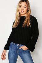 Boohoo Petite Rib Knit High Neck Sweater