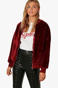 Boohoo Cara Faux Fur Bomber Jacket