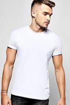 Boohoo Crew Neck T-shirt With Rolled Sleeves