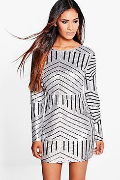 Boohoo Boutique Luci Sequin Mesh Bodycon Dress