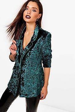 Boohoo Boutique Taja Crushed Velvet Tailored Blazer