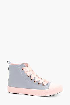 Boohoo Lucy Ribbon Lace Two Tone High Top
