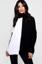 Boohoo Mable Monochrome Colour Block Roll Neck Jumper