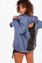 Boohoo Betty Chain Detail Oversize Denim Jacket