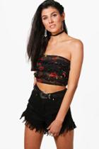 Boohoo Hallie Printed Mesh Ruffle Bandeau Multi