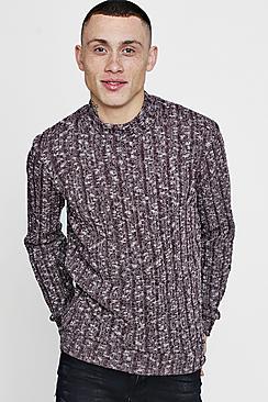 Boohoo High Neck Knitted Slub Ribbed Jumper