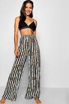 Boohoo Heather Chain Mono Stripe Beach Trousers