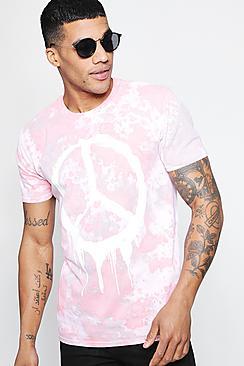 Boohoo Peace Print Tie Dye T-shirt
