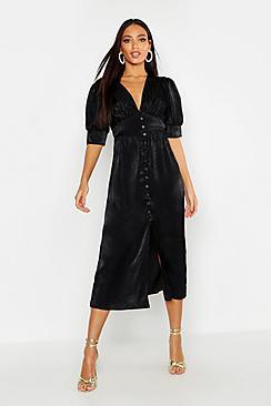 Boohoo Button Front Midi Dress