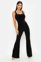 Boohoo Slinky Square Neck Flared Jumpsuit