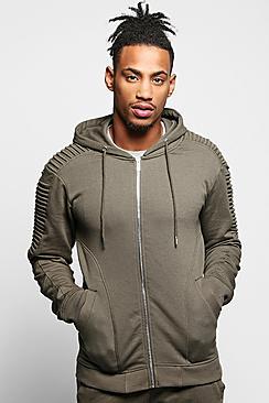 Boohoo Biker Distressed Zip Through Hoodie