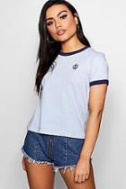 Boohoo Contrast Rib Eye Embellished Tee