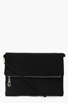 Boohoo Suedette Foldover Clutch With Strap