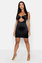 Boohoo Satin Cut Out Detail Cupped Bodycon Dress